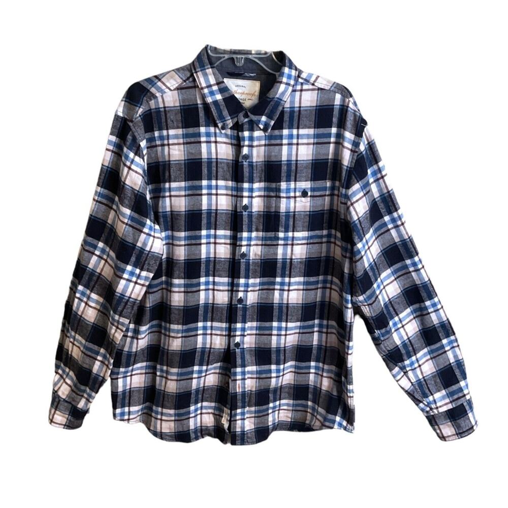 Weatherproof Vintage Men's Plaid Brushed‎ Flannel SZ L Outdoor Workwear Cotton